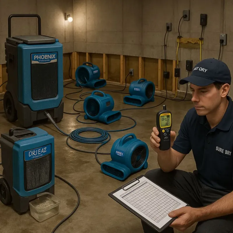 Structural Drying and Dehumidification process in Central City, PA